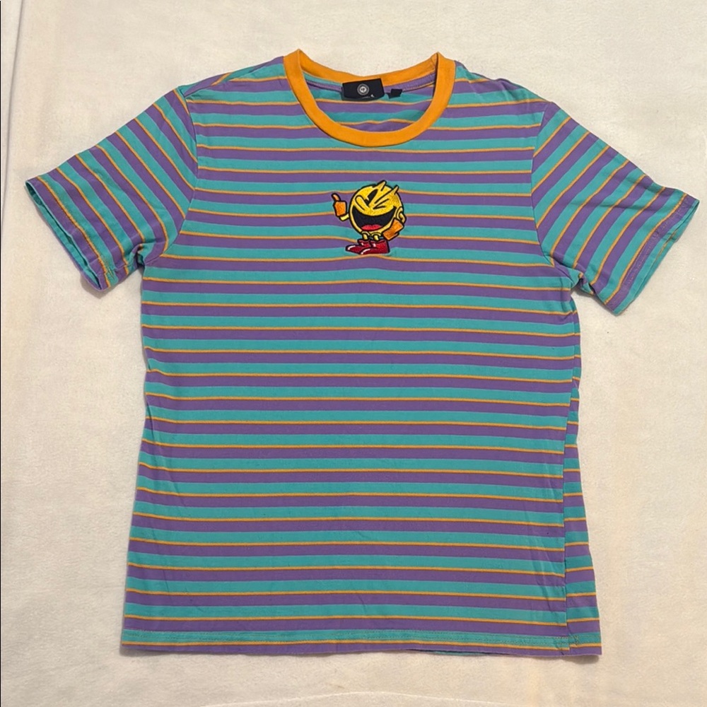 Striped Short Sleeve Tee with Embroidered Patch